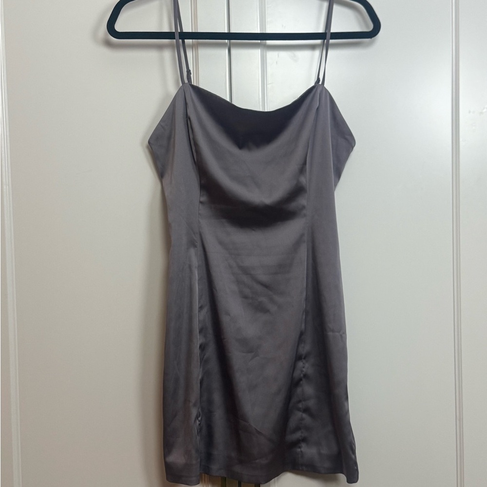 Sunday Best Aritzia Gray Satin Slip Dress